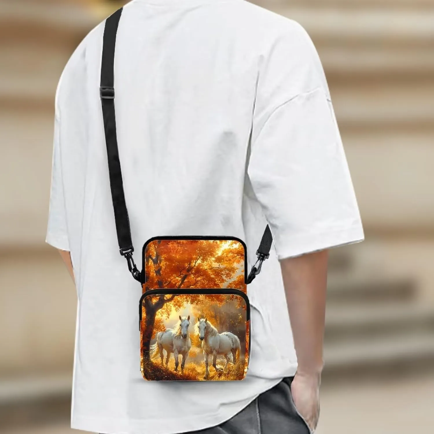 Small Crossbody Bags for Women Men, 2 Layer Messenger Sling Bag Waist Fanny Pack