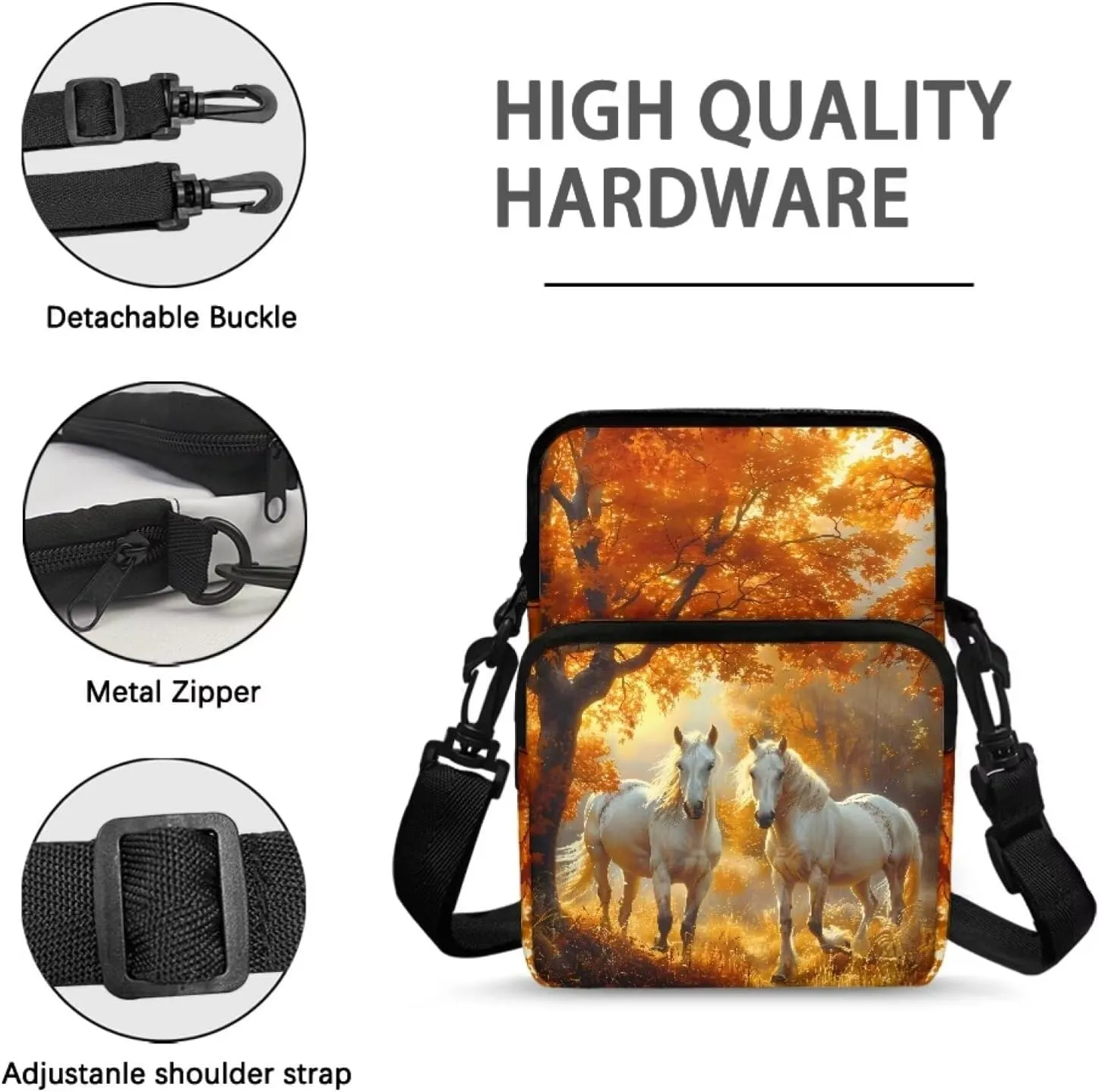 Small Crossbody Bags for Women Men, 2 Layer Messenger Sling Bag Waist Fanny Pack