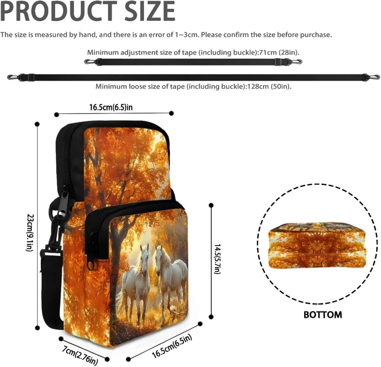 Small Crossbody Bags for Women Men, 2 Layer Messenger Sling Bag Waist Fanny Pack