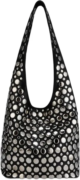 Studded Hobo Purses for Women Y2K Soft PU Leather Shoulder Bag Punk Underarm Tote Handbag