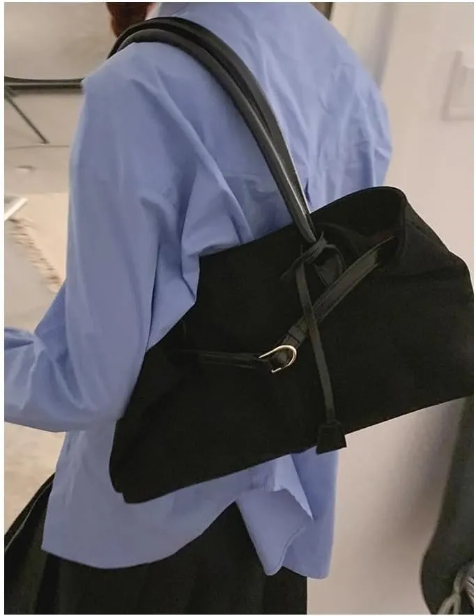 Suede Tote Bag Vintage Suede Bags for Women Large Belt Shoulder Bag Handbag Work Casual Travel Essentials