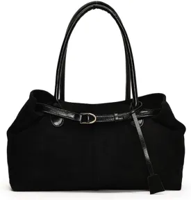 Suede Tote Bag Vintage Suede Bags for Women Large Belt Shoulder Bag Handbag Work Casual Travel Essentials