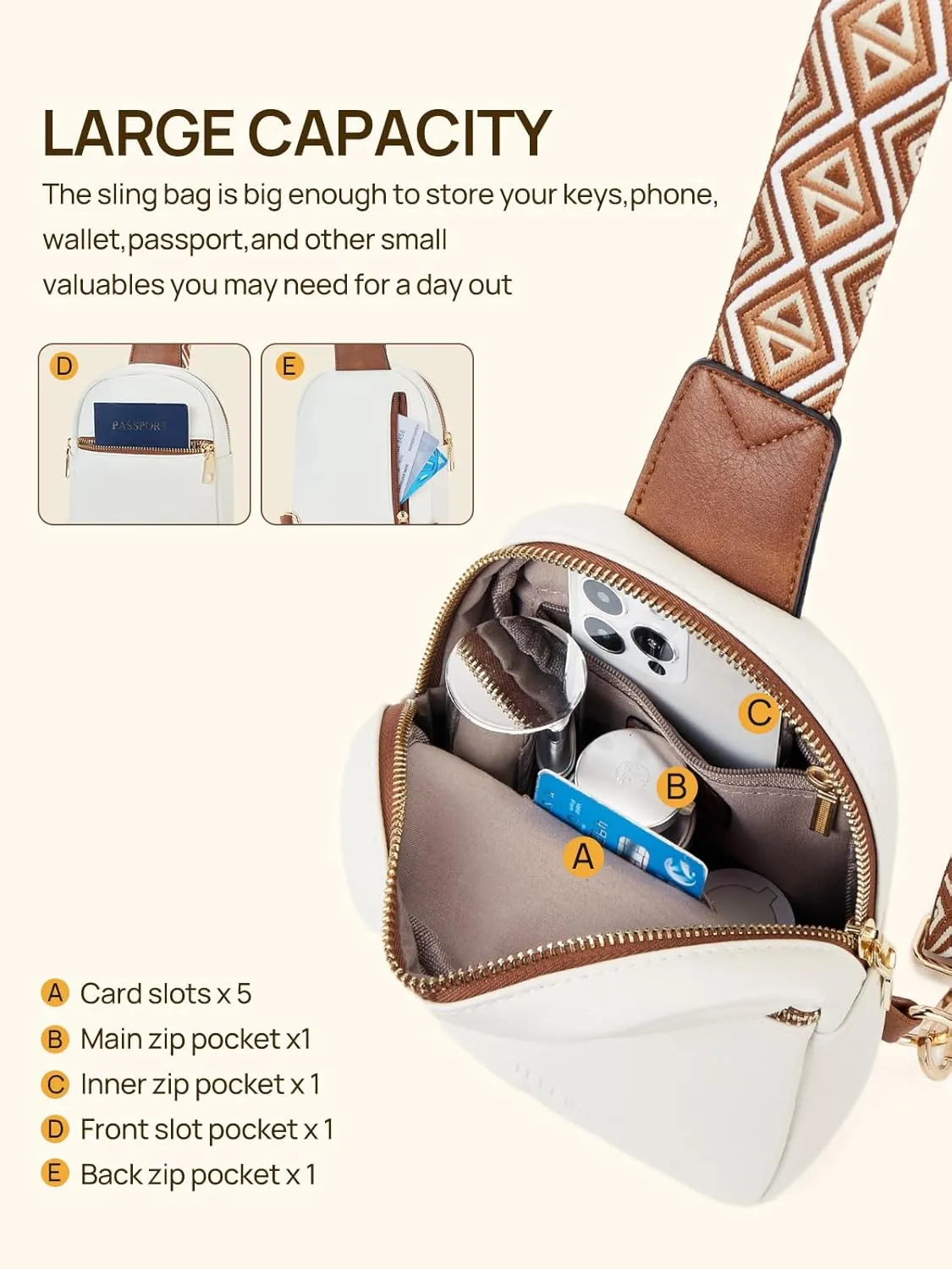 Telena Crossbody Sling Bags for Women, PU Leather Fanny Packs Cross Body Bag for Woman