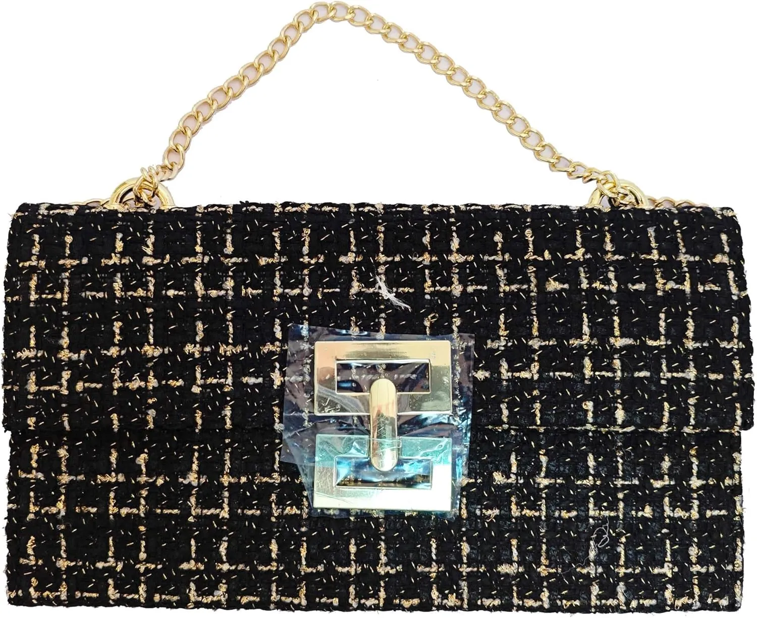 Tweed Clutch Purse Women Fashion Evening Bag Handbag Boho Tweed Envelope Wallet Fold Over Chain Crossbody Shoulder Bag